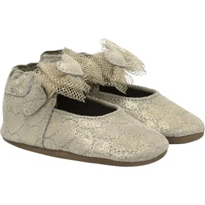 Robeez ® Desiree Heart Bow Mary Jane Crib Shoe In Gold