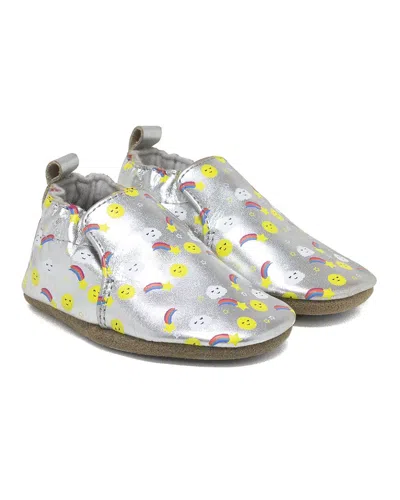 Robeez Kids' Sun Rain Cloud Suede Soft Sole In Silver