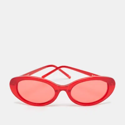 Pre-owned Roberi & Fraud Red Betty Oval Sunglasses