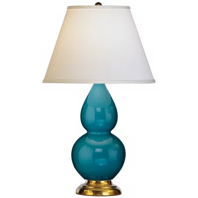 Robert Abbey 22 3/4" Brass And Peacock Blue Ceramic Table Lamp