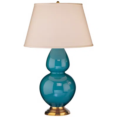 Robert Abbey 31" Peacock Blue Ceramic And Brass Table Lamp
