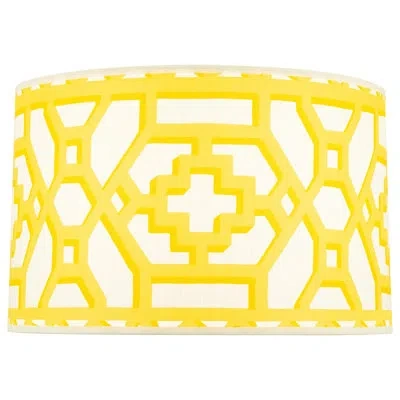 Robert Abbey Abbey Rose 11'' H Fabric Drum Lamp Shade In Zanzibar Trellis Chintz,canary