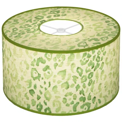 Robert Abbey Abbey Rose 14.5x8 Emerald With Verde Hoja Trim Lamp Shade