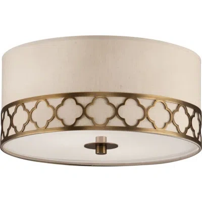 Robert Abbey Addison 2 - Light 17.5" Flush Mount In Weathered Brass,taupe Dupoini