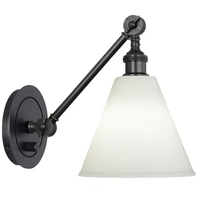 Robert Abbey Alloy 7.25" High Deep Patina Bronze & Cased White Shade Wall Sconce