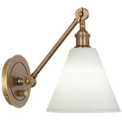 Robert Abbey Alloy 7.25" High Warm Brass & Cas White Wall Sconce In Gold