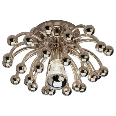 Robert Abbey Anemone 1 - Light 13" Unique/statement Geometric Flush Mount In Polished Nickel