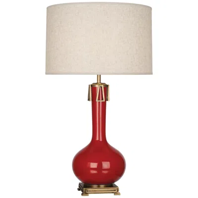 Robert Abbey Athena Ruby Red And Brass Ceramic Table Lamp