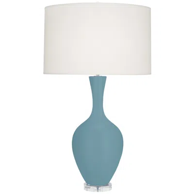 Robert Abbey Audrey 33 1/2" Modern Matte Steel Blue Ceramic Table Lamp