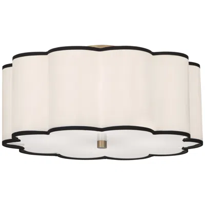 Robert Abbey Axis 20" Flushmout White Scalloped Shade With Black Accent Trim