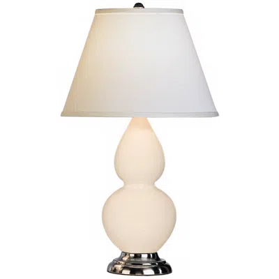 Robert Abbey Bone And Silver Double Gourd Ceramic Table Lamp
