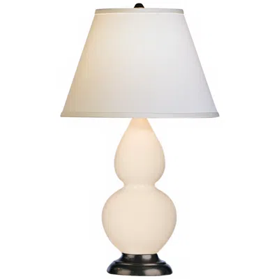 Robert Abbey Bone Ceramic And Bronze Double Gourd Ceramic Table Lamp