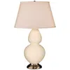 Robert Abbey Bone White And Silver Double Gourd Ceramic Table Lamp
