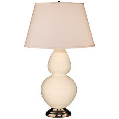 Robert Abbey Bone White And Silver Double Gourd Ceramic Table Lamp