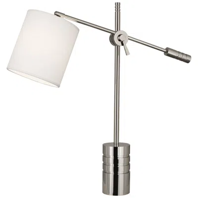 Robert Abbey Campbell Adjustable Height Oyster And Nickel Modern Desk Lamp