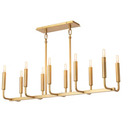 Robert Abbey Carbonia 42"w 10 Light Burnished Brass Linear Chandelier