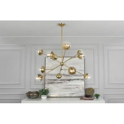 Robert Abbey Celeste 12 - Light Sputnik Sphere Chandelier In Modern Brass