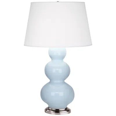 Robert Abbey Ceramic Baby Blue Triple Gourd Table Lamp Ant Silver Base