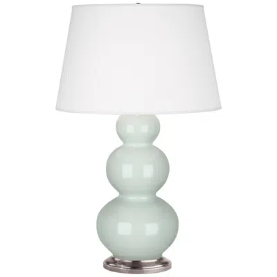 Robert Abbey Ceramic Celadon Triple Gourd Table Lamp