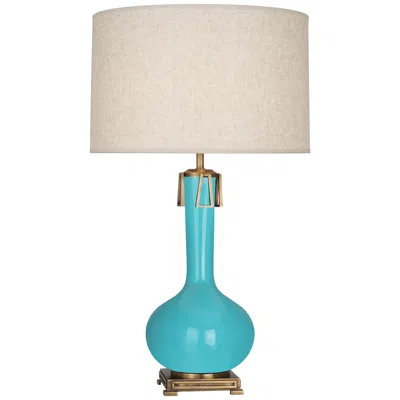 Robert Abbey Ceramic Egg Blue Athena Table Lamp Brass Base