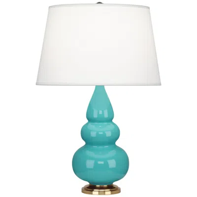 Robert Abbey Ceramic Egg Blue Small Triple Gourd Accent Lamp