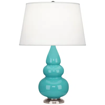 Robert Abbey Ceramic Egg Blue Small Triple Gourd Accent Lamp
