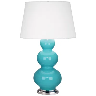 Robert Abbey Ceramic Egg Blue Triple Gourd Table Lamp