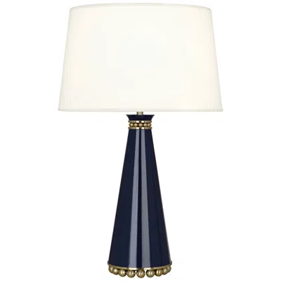 Robert Abbey Ceramic Midnight Blue Pearl Table Lamp Brass Base