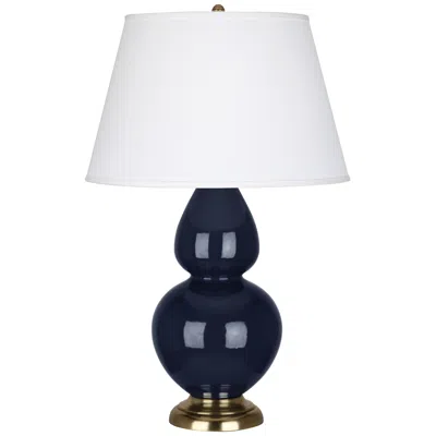 Robert Abbey Ceramic Midnight Double Gourd Table Lamp Brass Base