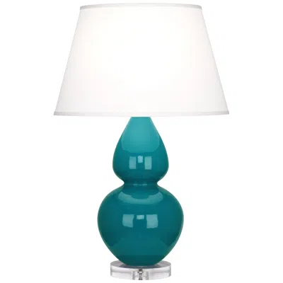 Robert Abbey Ceramic Peacock Double Gourd Table Lamp