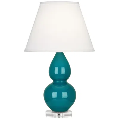 Robert Abbey Ceramic Peacock Small Double Gourd Accent Lamp Lucite Base