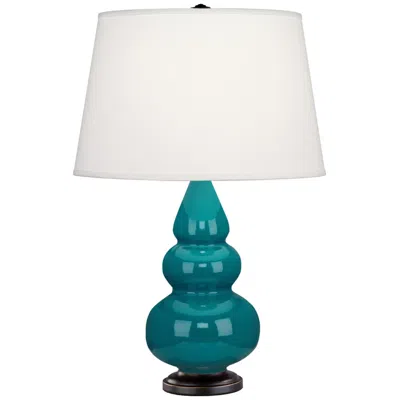Robert Abbey Ceramic Peacock Small Triple Gourd Accent Lamp