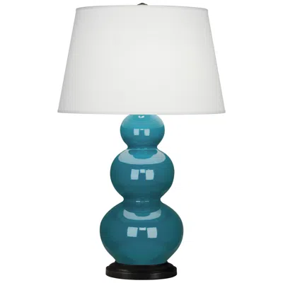 Robert Abbey Ceramic Peacock Triple Gourd Table Lamp