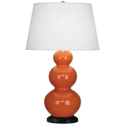 Robert Abbey Ceramic Pumpkin Triple Gourd Table Lamp Bronze Base