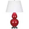 Robert Abbey Ceramic Ruby Red Double Gourd Table Lamp