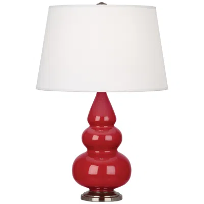 Robert Abbey Ceramic Ruby Red Small Triple Gourd Accent Lamp