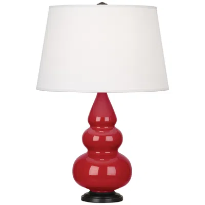 Robert Abbey Ceramic Ruby Red Small Triple Gourd Accent Lamp