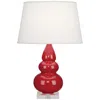 Robert Abbey Ceramic Ruby Red Small Triple Gourd Accent Lamp