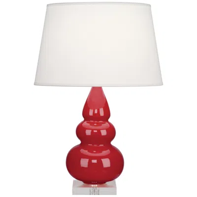 Robert Abbey Ceramic Ruby Red Small Triple Gourd Accent Lamp