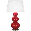 Robert Abbey Ceramic Ruby Red Triple Gourd Table Lamp