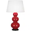 Robert Abbey Ceramic Ruby Red Triple Gourd Table Lamp