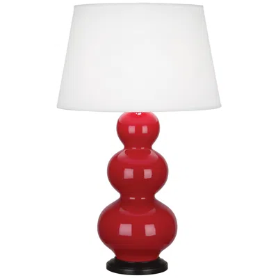 Robert Abbey Ceramic Ruby Red Triple Gourd Table Lamp