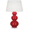 Robert Abbey Ceramic Ruby Red Triple Gourd Table Lamp Lucite Base