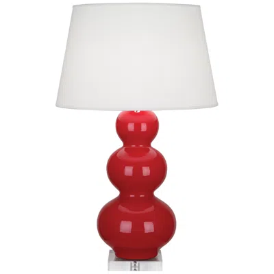 Robert Abbey Ceramic Ruby Red Triple Gourd Table Lamp Lucite Base