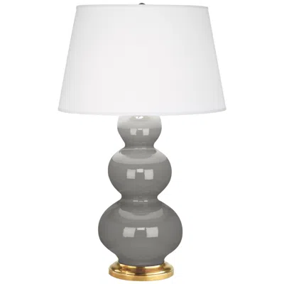 Robert Abbey Ceramic Smokey Taupe Triple Gourd Table Lamp