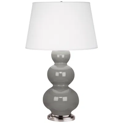 Robert Abbey Ceramic Smokey Taupe Triple Gourd Table Lamp