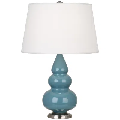Robert Abbey Ceramic Steel Blue Small Triple Gourd Accent Lamp