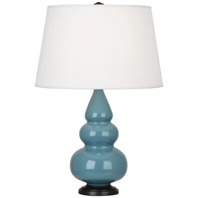 Robert Abbey Ceramic Steel Blue Small Triple Gourd Accent Lamp