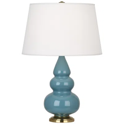 Robert Abbey Ceramic Steel Blue Small Triple Gourd Accent Lamp