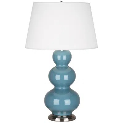 Robert Abbey Ceramic Steel Blue Triple Gourd Table Lamp